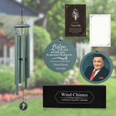 Outdoor sympathy wind chime tribute for husband